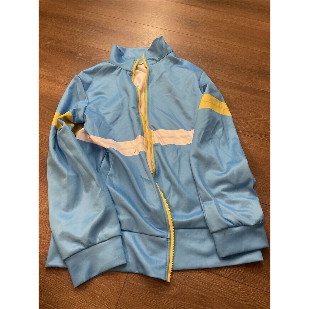Track Jacket Unbranded Made in USA Light Blue Yellow Size XL Vintage Full Zip